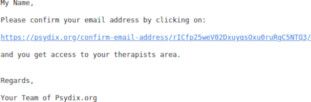Email with a link to confirm the email address