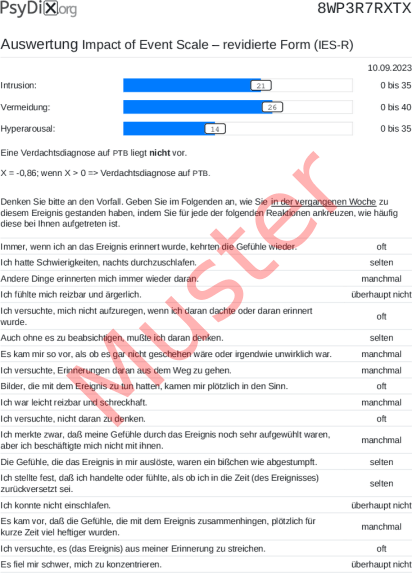 IES-R-Auswertung PDF Bildschirmfoto